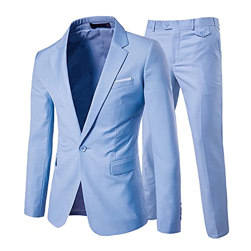 GUOCU Anzug Herren Anzüge 2 Teilig Business Slim Fit Herrenanzug Modern Sakko & Hose 3 Teilig Anzüge für Hochzeit Party Anzughosen + Anzugjacken + Westen Knopf Einfarbig Formelle Blazer Jacke von GUOCU