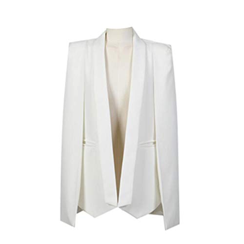 GUOCU Damen Cape Jacke Elegant Blazer Business Bolero Cardigan Vintage Umhang Mantel Weiß L von GUOCU