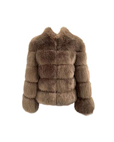 GUOCU Damen Kurz Kunstpelz Mantel Stehkragen Winter Warm Faux Fur Kunstfell Coat Kunstpelz Jacke Parka Casual Wintermantel Verdicken Flauschiges Plüschmantel Pelz Jacke Felljacke Pelzmantel D-Kamel L von GUOCU