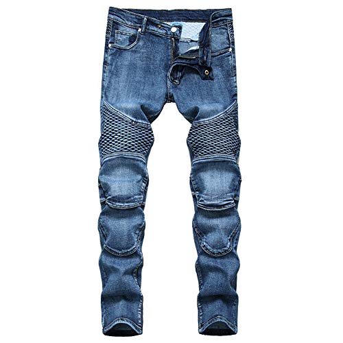 GUOCU Herren Denim Motorradhose Slim Fit Motorrad Jeans Biker Trousers Sportliche Motorrad Hose Fahrrad Riding Schutzhose,Cargo Motorradjeans mit Oberschenkeltaschen C 33W von GUOCU