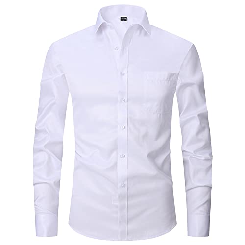 GUOCU Herren Hemd Regular Fit Langarm Formelle Freizeithemd Businesshemden Hochzeit Freizeit Party Button-Down-Hemd,FS06,XS von GUOCU