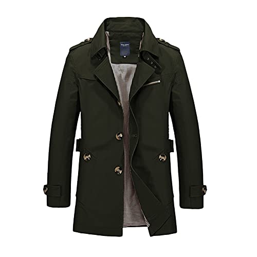 GUOCU Herren Leichte Jacke Freizeitjacke Windjacke Klassisch Einreihiger Trenchcoat Übergangsmantel Revers Wintermantel Kurzmantel Business Freizeit Kurze Mantel Fleece Gefütterte Jacke Winterjacke von GUOCU