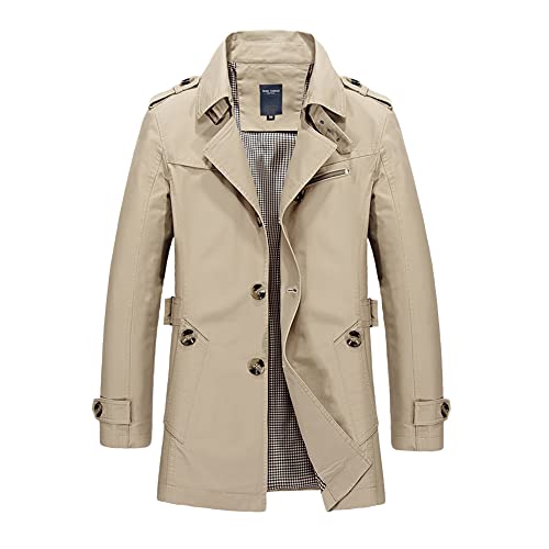 GUOCU Herren Leichte Jacke Freizeitjacke Windjacke Klassisch Einreihiger Trenchcoat Übergangsmantel Revers Wintermantel Kurzmantel Business Freizeit Kurze Mantel Fleece Gefütterte Jacke Winterjacke von GUOCU