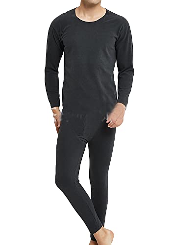 GUOCU Herren Nahtlose Thermounterwäsche Set Verdickung Winter Ultra Soft Langarm-Unterhemd Thermounterhemd und Lange John-Leggings-Hose Unterhose Schwarz 7XL von GUOCU