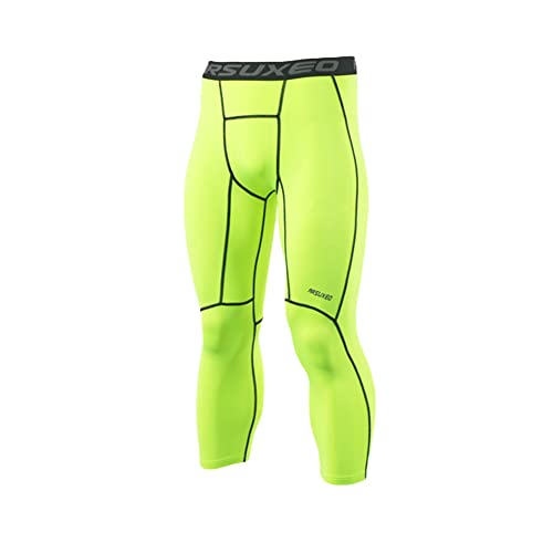 GUOCU Kompressionshose Herren Komfortable 3/4 Sportleggings für Männer Sport Leggings Strumpfhose Laufhosen Atmungsaktiv Funktionsunterhose Tights Unterhose Elastische Trainingshose XL von GUOCU