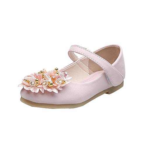 GUOCU Mädchen Ballerinas Schuhe Sommer Kommunionschuh Blume Kinderschuhe Mädchen Schuhe Outdoor Prinzessin Schuhe Festliche Rosa 36 EU von GUOCU