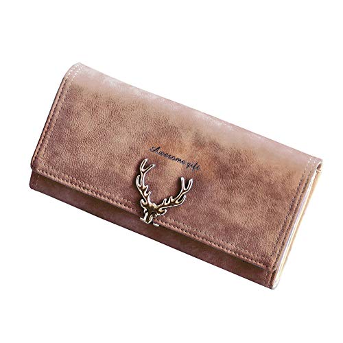 Geldbörse Damen Portemonnaie Klein Portmonee Elegant Clutch Schicke Kleine Handtasche PU Leder Geldtasche mit Reißverschluss Geldbeutel für Frauen und Mädchen Kaffee von GUOCU