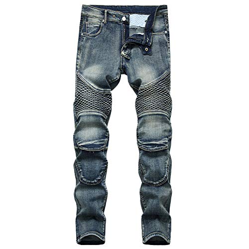 Herren Denim Motorradhose Slim Fit Motorrad Jeans Biker Trousers Sportliche Motorrad Hose Fahrrad Riding Schutzhose,Cargo Motorradjeans mit Oberschenkeltaschen A 29W von GUOCU