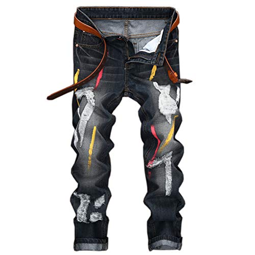 Herren Jeans Slim Fit Jeanshose Basic Style Stretch Jeans-Hose Männer Vintage Zerrissene Denim Pants Freizeithose Denim Hose im Destroyed Uesed Look D 42W Herren Jeans Slim Fit Jeanshose Basic Style Stretch Jeans-Hose Männer Vintage Zerrissene Denim Pants Freizeithose Denim Hose im Destroyed Uesed Look D 42W von GUOCU