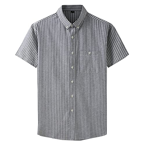 Herren Kurzarm Streifen gedruckt Design Hemden mit Knöpfen Groß & Hoch Holiday Beach Popeline-Hemdoberteile Sommer Freizeithemd Basic Shirt Strandhemd Grau 7XL Herren Kurzarm Streifen gedruckt Design Hemden mit Knöpfen Groß & Hoch Holiday Beach Popeline-Hemdoberteile Sommer Freizeithemd Basic Shirt Strandhemd Grau 7XL von GUOCU