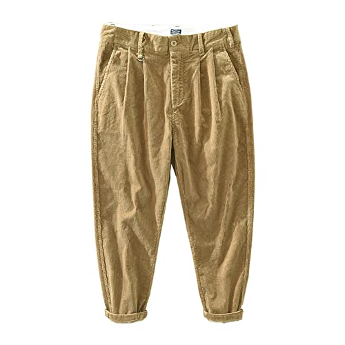 Herren Regular Fit Cordhose Retro Verdickte Freizeithose Mode Loose Geradem Bein Cargohose Baumwolle Outdoorhose Männer Cord Hose Cargo Jogging Hose Casual Chino Hose 4XL von GUOCU