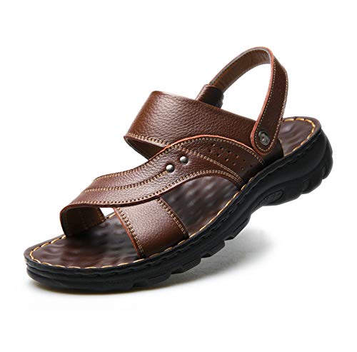 Herren Sandalen Leder Strandschuhe Hausschuhe Slipper Mode Verstellbarer Schultergurt Römische Schuhe von GUOCU