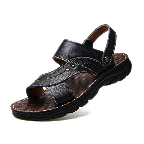 Herren Sandalen Leder Strandschuhe Hausschuhe Slipper Mode Verstellbarer Schultergurt Römische Schuhe von GUOCU