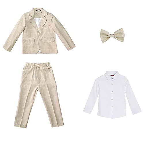 Jungen Anzug 3/4 tlg Kinder Gentleman Outfits Jungen Klassisch Kariertes Formelle Anzüge Hochzeit Kinderanzug Kommunionsanzug Junge Geburtstag Party Abschlussball Festliche Kleidung Set 3-4 Jahre von GUOCU