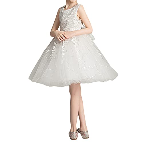 Kinder Sommerkleid Mädchen Prinzessin Kleid Spitzen Blumenmädchenkleid Hochzeit Partykleid Cocktailkleider Festzug Kleider Taufkleid Festlich Kleid Ballkleid Elegantes Ärmelloses Tüllkleid 4-15 Jahre von GUOCU