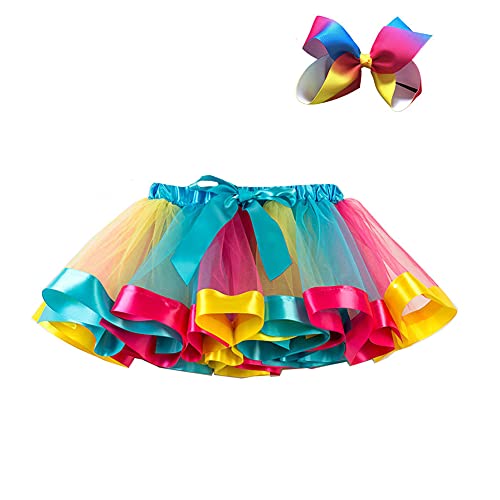Mädchen Regenbogen Tutu Tüllrock Unterrock Regenbogen Tütü Rock Kinder Tüllrock Prinzessin Ballettrock Regenbogen Rock Layered Tüll Tutu Festliche Tüll Partykleid Ballrock von GUOCU