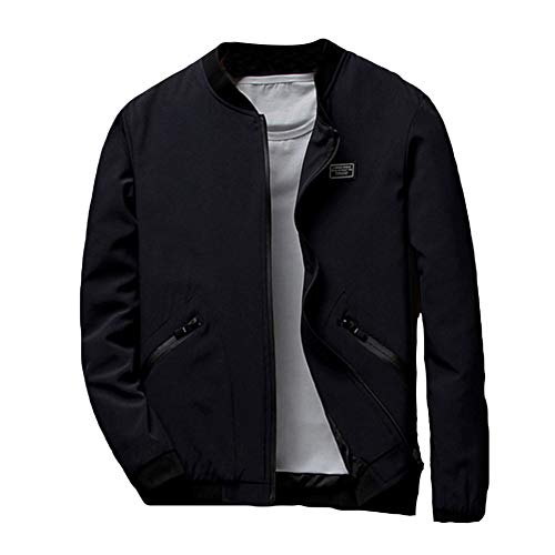 Übergroße Herrenjacke Übergangsjacke Fat Coat Große Herrenjacke Einfache Und Bequeme Federkragenjacke Für Frühling Und Herbst,Schwarz 2,5XL von GUOCU