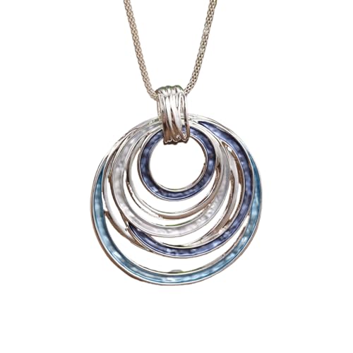 GUOGAOzz Geometrische, farbige, hohle, ovale Halskette mit Öltropfen-Motiv, kreative Emaille-Halskette, leichter, zierlicher Schmuck für Frauen (Blue) von GUOGAOzz