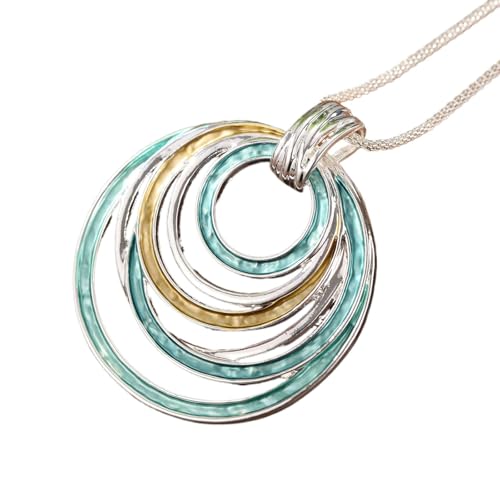 GUOGAOzz Geometrische, farbige, hohle, ovale Halskette mit Öltropfen-Motiv, kreative Emaille-Halskette, leichter, zierlicher Schmuck für Frauen (Green) von GUOGAOzz