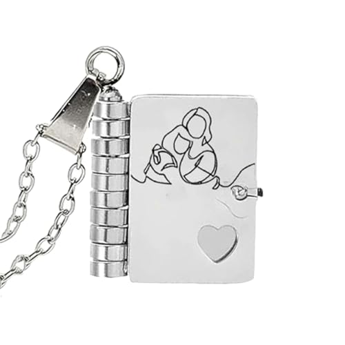 GUOGAOzz Personalisierte Halskette „An meine Enkelin“, aufklappbarer mehrschichtiger Buchschmuck mit 6 Seiten, Herzmedaillon-Anhänger für Frauen (Silver) von GUOGAOzz