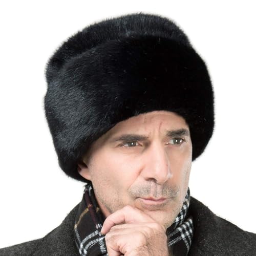 GUOJOZO Trappermütze für den Winter, russische Uschanka-Hut, Herren, Kunstnerz, Kosakenhut, Winter, Fliegermütze, winddicht, für Jagd, Skifahren, Schwarz , L GUOJOZO Trappermütze für den Winter, russische Uschanka-Hut, Herren, Kunstnerz, Kosakenhut, Winter, Fliegermütze, winddicht, für Jagd, Skifahren, Schwarz , L von GUOJOZO