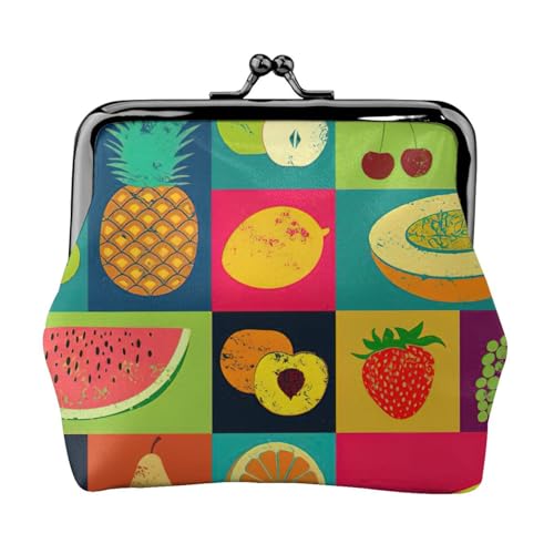 Art Style Fruit Print Kompakte Münzbörse 11,5 x 10,5 cm Niedliche Mini-Geldbörse mit Kussverschluss, wasserdichte Tasche von GUOLGP
