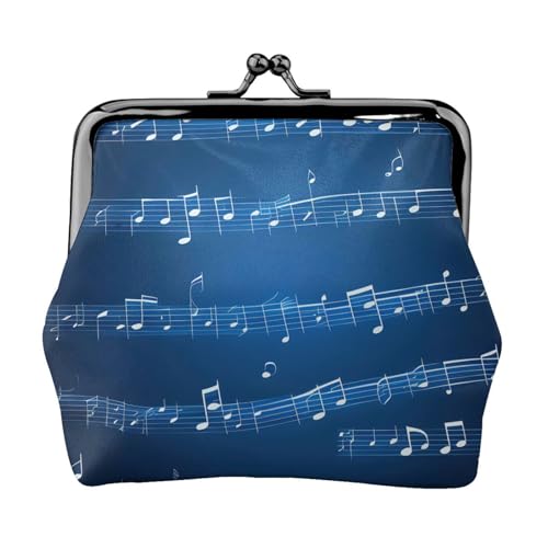 Blaue kompakte Münzbörse mit Musiknoten-Druck, 11,5 x 10,5 cm, niedliche Mini-Geldbörse mit Kussverschluss, wasserdichte Tasche von GUOLGP