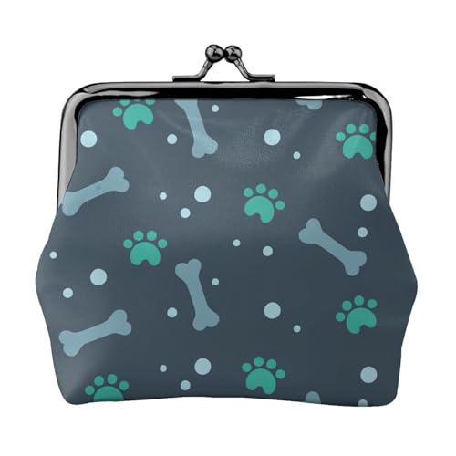 Bones and Dog Claws Print Compact Coin Purse 11.5 x 10.5 cm Cute Mini Wallet with Kiss Lock Waterproof Pouch von GUOLGP