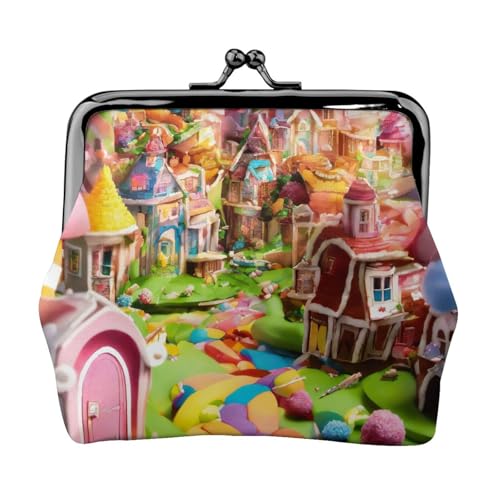 Candy Land Print Compact Coin Purse 11.5 x 10.5 cm Cute Mini Wallet with Kiss Lock Waterproof Pouch von GUOLGP