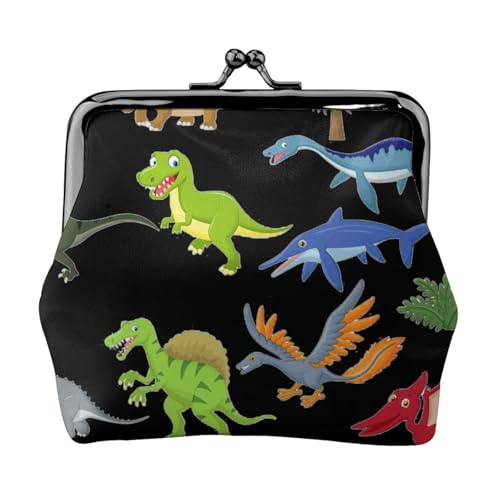 Cartoon Dinosaurier Bilder Druck Kompakte Münzbörse 11,5 x 10,5 cm Niedliche Mini-Geldbörse mit Kussverschluss Wasserdichte Tasche von GUOLGP