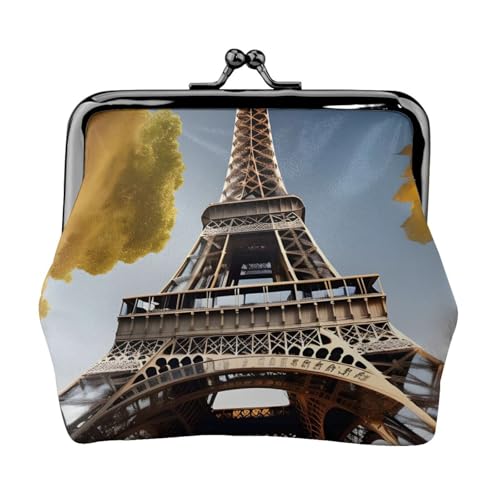 Cityscape Paris Eiffelturm Frankreich Druck Kompakte Münzbörse 11,5 x 10,5 cm Niedliche Mini-Geldbörse mit Kussverschluss, wasserdichte Tasche von GUOLGP
