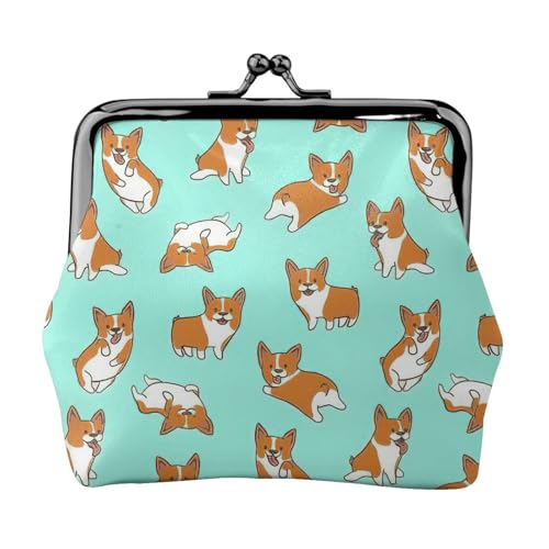 Corgi Cute Dog Print Compact Coin Purse 11.5x10.5cm Cute Mini Wallet with Kiss Lock Waterproof Pouch von GUOLGP