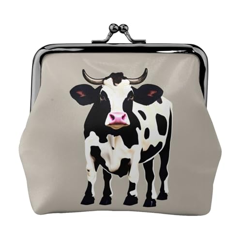 Cow Black Spot Print Compact Coin Purse 11.5x10.5cm Cute Mini Wallet with Kiss Lock Waterproof Pouch von GUOLGP