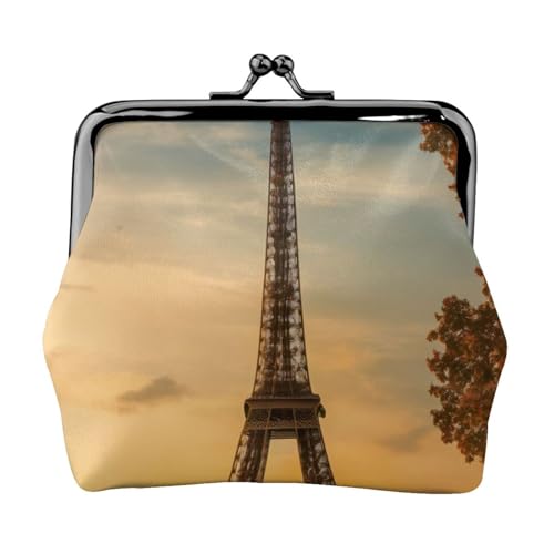 Eiffelturm Paris Herbst Druck Kompakte Münzbörse 11,5 x 10,5 cm Niedliche Mini-Geldbörse mit Kussverschluss, wasserdichte Tasche von GUOLGP