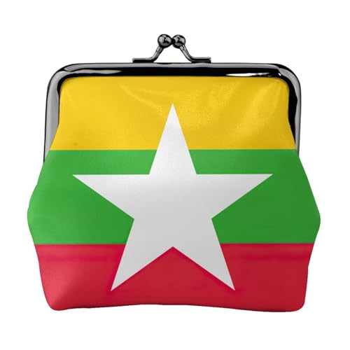 Flag of Myanmar Print Compact Coin Purse 11.5x10.5cm Cute Mini Wallet with Kiss Lock Waterproof Pouch von GUOLGP