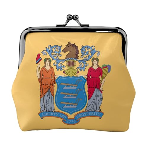 Flag of New Jersey Print Compact Coin Purse 11.5x10.5cm Cute Mini Wallet with Kiss Lock Waterproof Pouch von GUOLGP