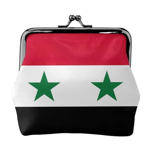 Flagge der Syrischen Arabischen Republik Druck Kompakte Münzbörse 11,5 x 10,5 cm Niedliche Mini-Geldbörse mit Kussverschluss, wasserdichte Tasche von GUOLGP