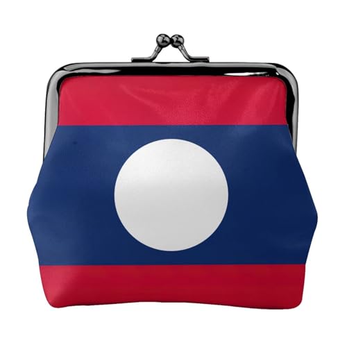 Flagge von Laos Druck Kompakte Münzbörse 11,5 x 10,5 cm Niedliche Mini-Geldbörse mit Kussverschluss Wasserdichte Tasche von GUOLGP