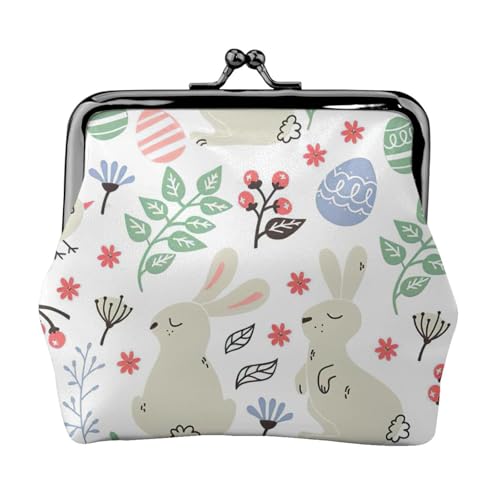 Flowers Bunnies Birds Print Compact Coin Purse 11.5x10.5cm Cute Mini Wallet with Kiss Lock Waterproof Pouch von GUOLGP