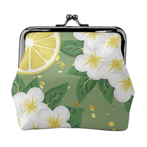 Fresh Lemon Print Compact Coin Purse 11.5 x 10.5 cm Cute Mini Wallet with Kiss Lock Waterproof Pouch von GUOLGP