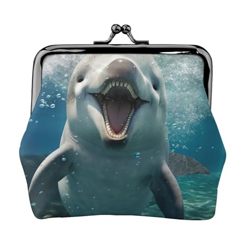 Funny Animal Delphin Print Compact Coin Purse 11.5x10.5cm Cute Mini Wallet with Kiss Lock Waterproof Pouch von GUOLGP