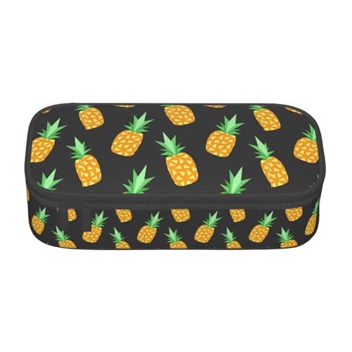 GUOLGP Pineapple Print Stylish Large Capacity Pencil Case Spacious Study Pen Pouch School Supplies Travel, Schwarz , Einheitsgröße von GUOLGP