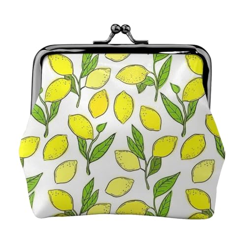 Gelbe frische Zitronen Druck kompakte Münzbörse 11,5 x 10,5 cm süße Mini-Geldbörse mit Kussverschluss wasserdichte Tasche von GUOLGP
