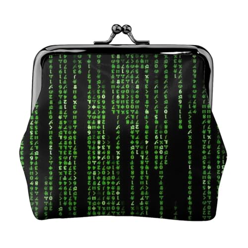 Green Number Binary Print Compact Coin Purse 11.5x10.5cm Cute Mini Wallet with Kiss Lock Waterproof Pouch von GUOLGP