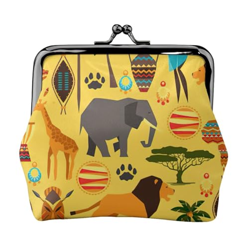 Kompakte Münzbörse mit Afrika-Elefanten-Druck, 11,5 x 10,5 cm, niedliche Mini-Geldbörse mit Kussverschluss, wasserdichte Tasche Kompakte Münzbörse mit Afrika-Elefanten-Druck, 11,5 x 10,5 cm, niedliche Mini-Geldbörse mit Kussverschluss, wasserdichte Tasche von GUOLGP