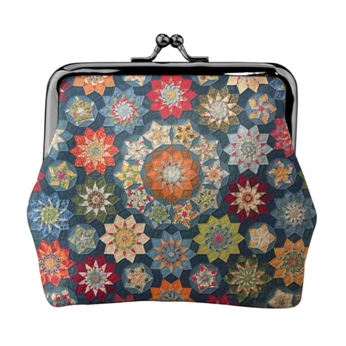 Kompakte Münzbörse mit Bohemian-Blumendruck, 11,5 x 10,5 cm, niedliche Mini-Geldbörse mit Kussverschluss, wasserdichte Tasche von GUOLGP