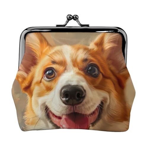 Kompakte Münzbörse mit Corgi-Druck, 11,5 x 10,5 cm, niedliche Mini-Geldbörse mit Kussverschluss, wasserdichte Tasche von GUOLGP