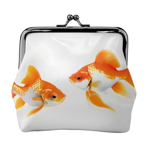 Kompakte Münzbörse mit Goldfisch-Druck, 11,5 x 10,5 cm, niedliche Mini-Geldbörse mit Kussverschluss, wasserdichte Tasche von GUOLGP