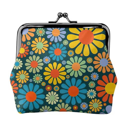 Kompakte Münzbörse mit Hippie-Muster, 11,5 x 10,5 cm, niedliche Mini-Geldbörse mit Kussverschluss, wasserdichte Tasche von GUOLGP
