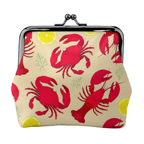 Kompakte Münzbörse mit Hummer- und Krabbenmuster, 11,5 x 10,5 cm, niedliche Mini-Geldbörse mit Kussverschluss, wasserdichte Tasche von GUOLGP